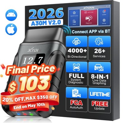 2026 XTOOL A30M V2.0 Bluetooth Bidirectional OBD2 Scanner Full Diagnostic Tool