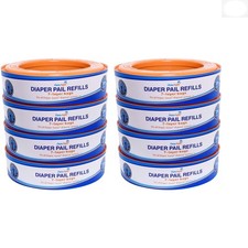 Bulk Diaper Genie Refill Pack - 8 Scent-Free Bags, 2600 Count for Diaper Waste