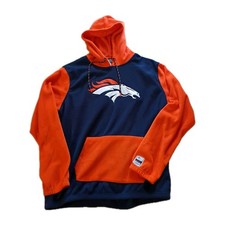 NFL Team Apparel Denver Broncos Hoodie Men  s Sz XL New Blue Orange Fleece