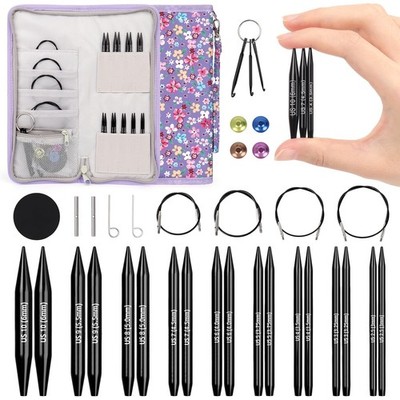 Short Interchangeable Knitting Needles Set- 9 Pairs 2.17 Inch Circular Knitti...