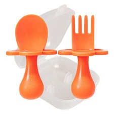 Toddler Baby Silverware, Spoons Forks, 1 Set, Orange