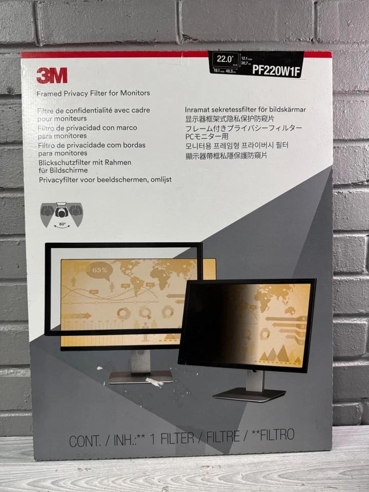 3M PF220W1F Framed Privacy Filter for 22" Widescreen Monitor 16:10 - Image 2 of 4