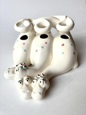 Retro Ceramic Dinosaur Toothbrush Holder Hand Painted Vintage - Hearts Florals