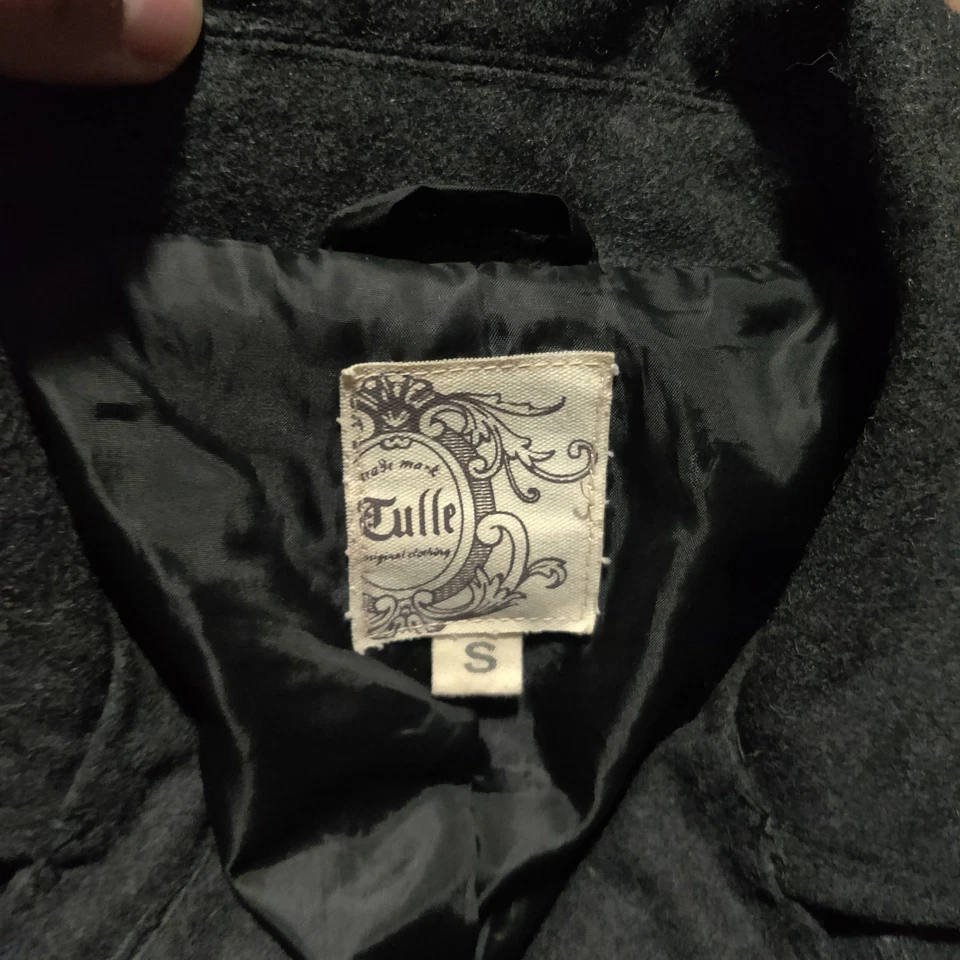 Abrigo para mujer Tul Anthropologie mezcla de lana pequeño botón gris militar vampiro Foto 2 de 4