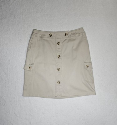 Pendleton Womens Cargo Skirt Size 12 Khaki Tan Button Front Utility Knee/Mini
