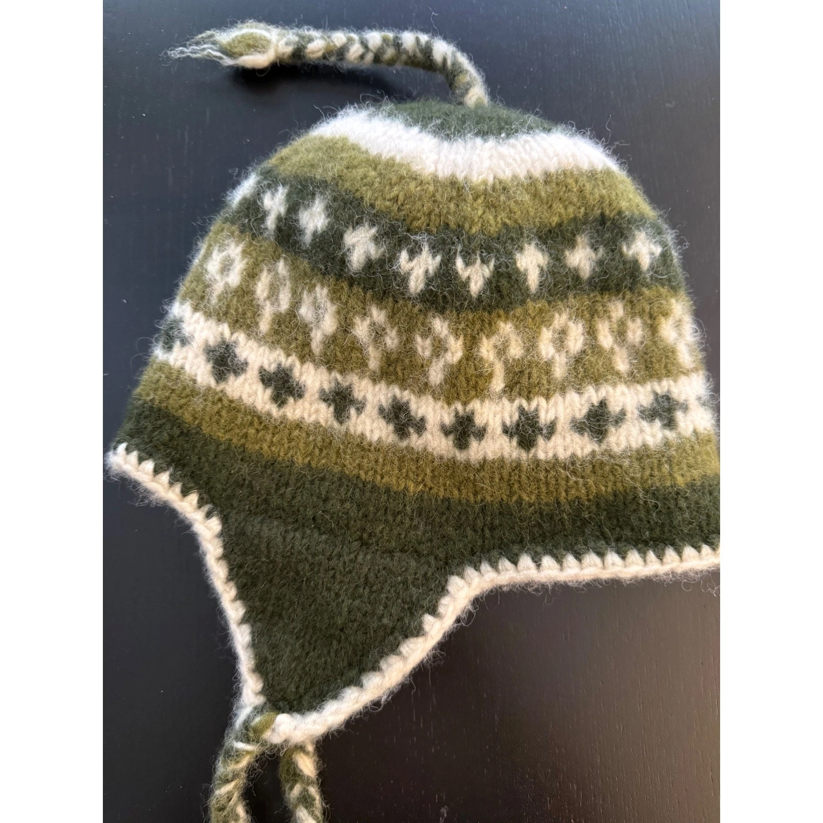 Nepal Wool Sherpa Hat Mens OS Green Fleece-Lined Winter Knitwear w/Ear Flaps
Opens in a new window o