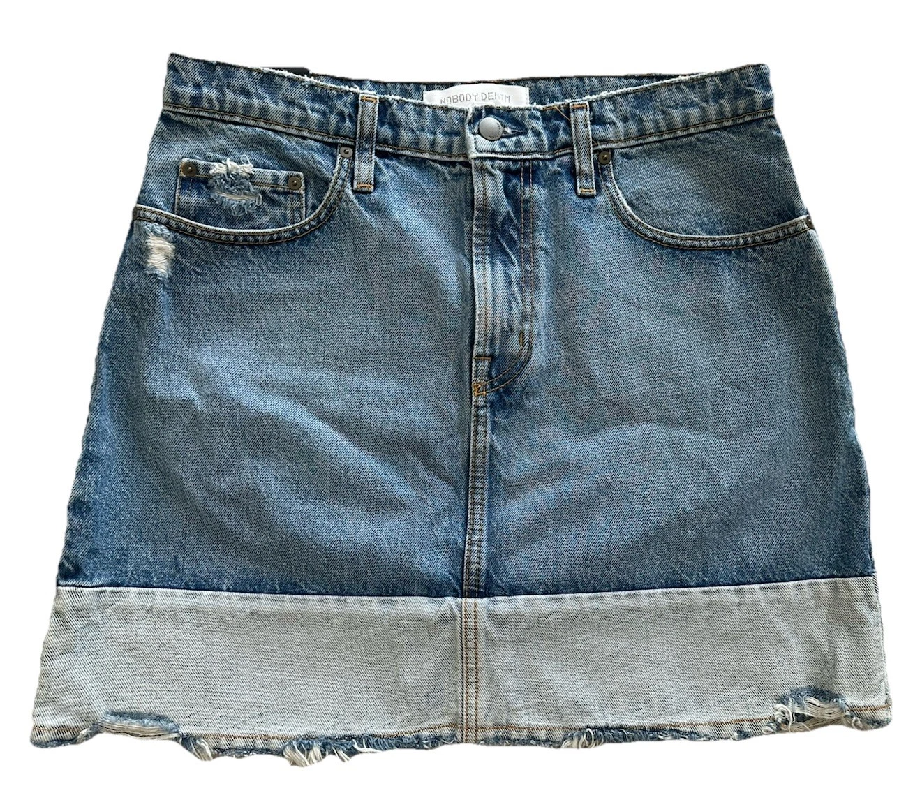 Nobody Denim Women's High Waist Reverse Skirt Relaxed Fit Blue Size 31 New BNWT