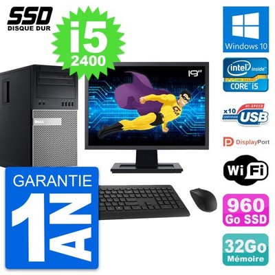 PC tour DELL 990 Bildschirm 19 '' Intel Core i5-2400 RAM 32Go SSD 960Go Windows