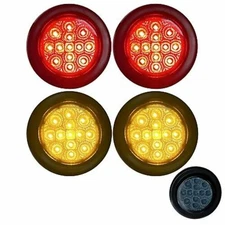 2" Round Smoked Lens 13 LED Trailer Side Marker Clearance Light - Red/Amber 12V