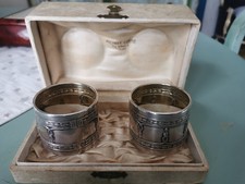 PORTATOVAGLIOLI ANTICHI IN ARGENTO CESELLATI CON SCATOLA ORIGINALE ANNI 30 40 50