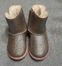 UGG Keelan Glitter Rose Pink Suede Leather Shearling Toddler Boots 6