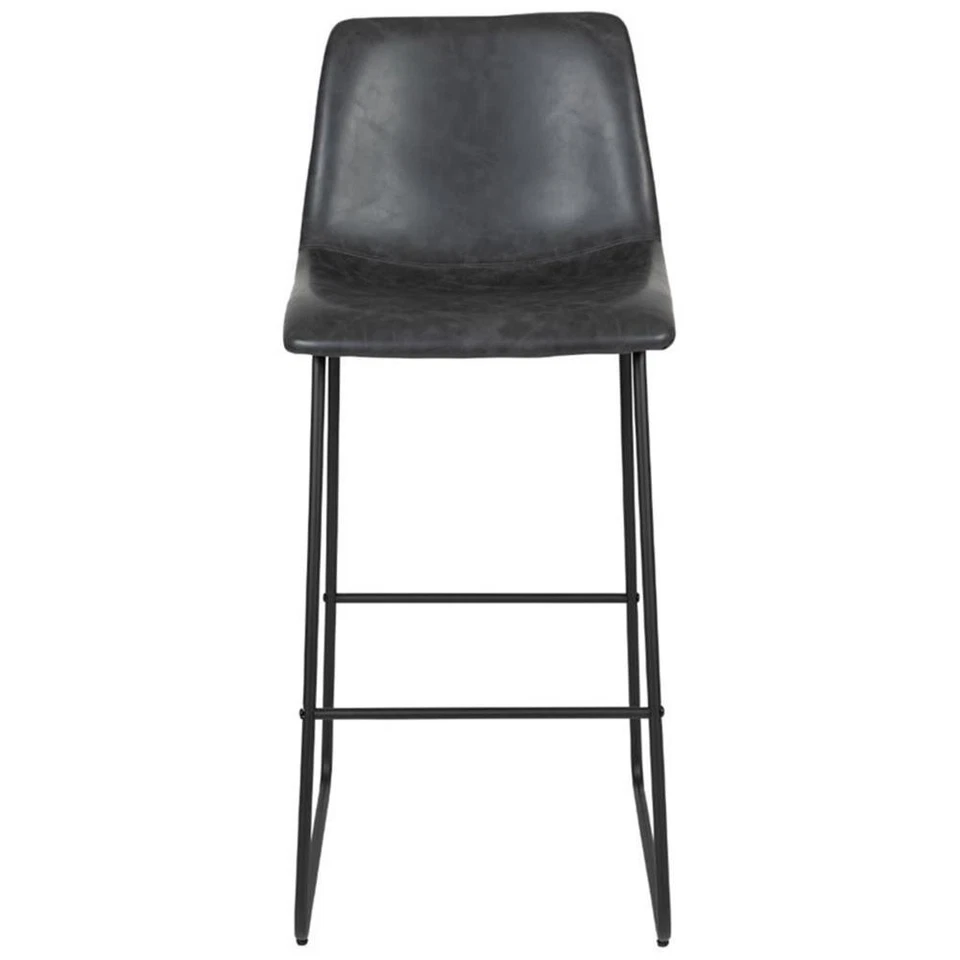 Taburete de bar tapizado de cuero Flash Furniture 30" en gris (juego de 2) Foto 4 de 4