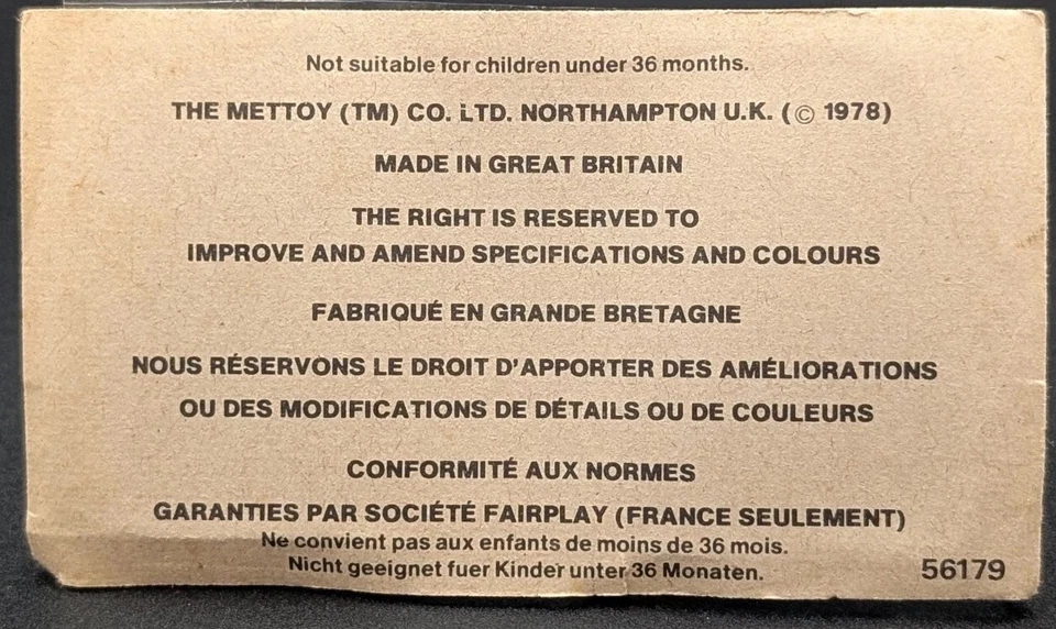 1978 CORGI PORSCHE 911 TURBO BLACK & GOLD MOC SEALED UK 56179 - Image 2 of 2