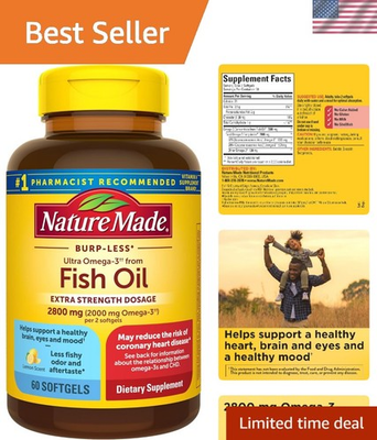 #ad Extra Strength Omega 3 Fish Oil 2800mg 60 Softgels for Heart amp; Brain Support $31.99
