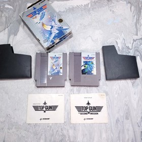 Top Gun 1 + 2 The Second Mission Set NES Carrito Funda Manual Completo en Caja CIB