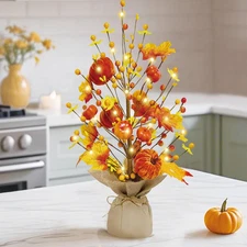 Fall Decorations for Home 18 Inch Fall Tree, Fall Decor Fake Pumpkin Berry Maple