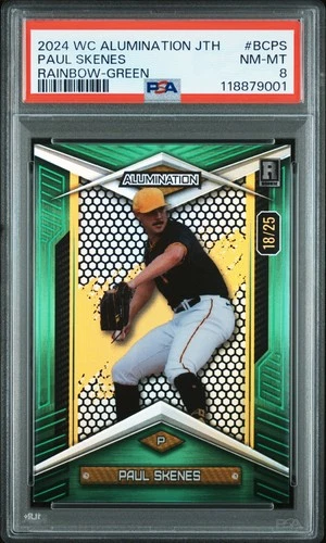2024 WILD CARD ALUMINATION JUST THE HITS #BCPS PAUL SKENES ROOKIE RC 18/25 PSA 8