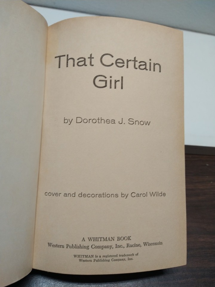 VINTAGE THAT CERTAIN GIRL Whitman Book Dorothea J. Snow 1964 Novel for Girls eBay