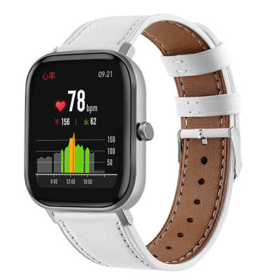 For Huami Amazfit GTS 4 3 2e 2 Mini GTR 42/47mm Bip 5 3 Leather Watch Band Strap
