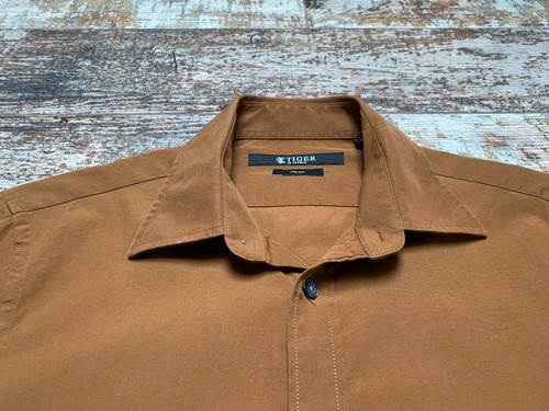 Tiger of Sweden Men's Two Ply Brown Slim Long Sleeve Shirts Size 38 - Picture 5 of 6