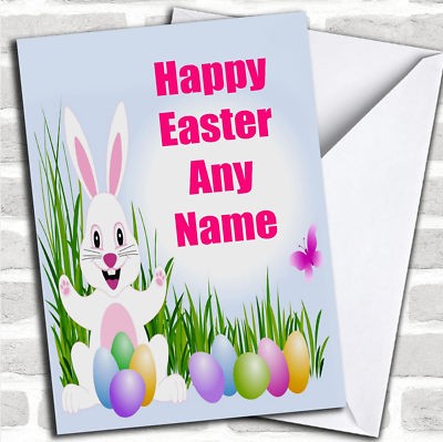 Weißer Osterhase Ostern personalisierte Karte