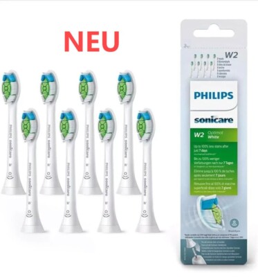 8 Stück Philips 6064 Sonicare W2 Optimal Toothbrush Replacement Brush white DE