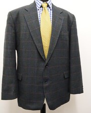 MS4957 C A MEN'S GREEN CHECK WOOL BLEND SUIT BLAZER JACKET SIZE 46M UK