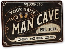 Chico Creek Signs Custom Man Cave Sign - Personalized Metal Wall Art & Home Deco