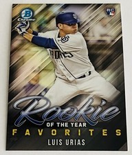 2019 Bowman Chrome Rookie of the Year Favorites Padres Card #ROYF4 Luis Urias RC. rookie card picture