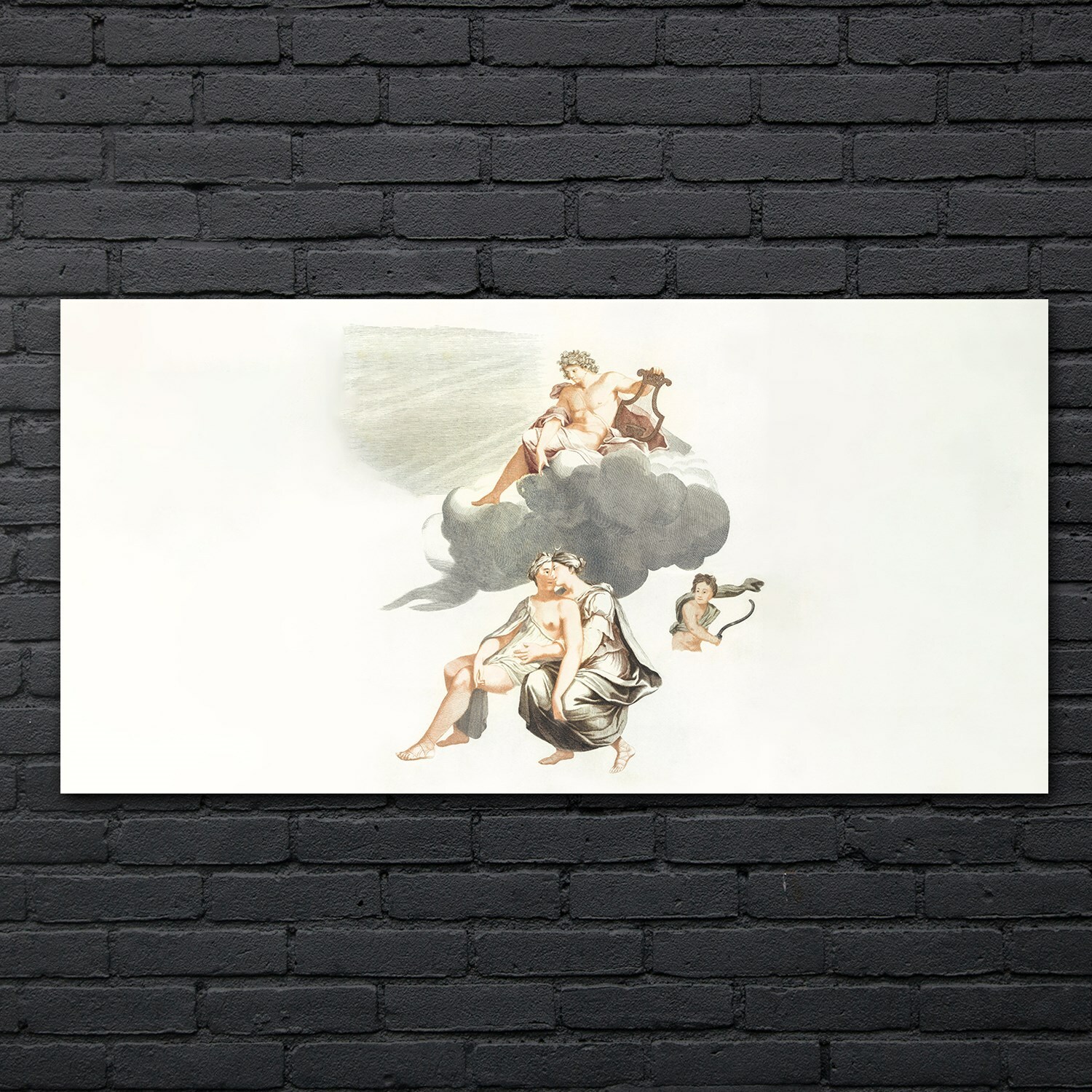 Zeichnung Antike Engel Wolken Kunst 140x70 Wandbilder Glasbild Druck auf Glas