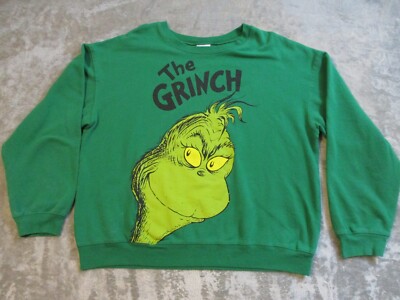Grinch Christmas Sweater Mens XXL Green Pullover Sweatshirt