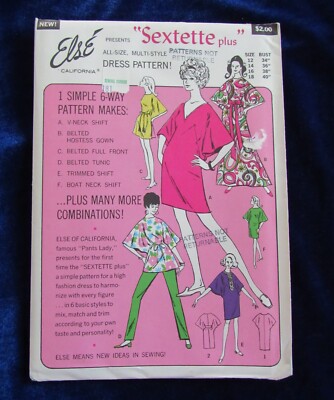 Else California ''sextette'' Multi Style Multi Size Dress Pattern Vintage 1969