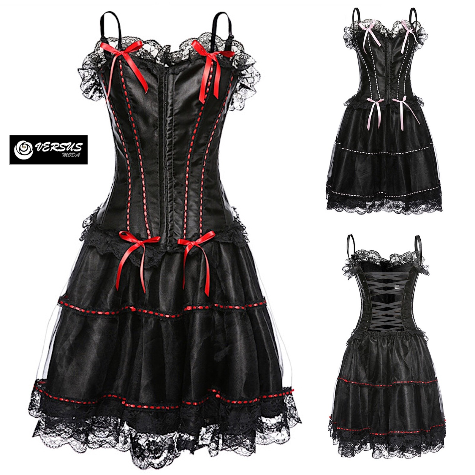 Corsetto Rinascimentale Donna SCARLET DARKNESS - Top Con Lacci E Stampa Floreale - Foto 2