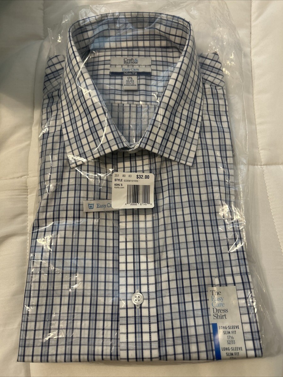 New $32 CROFT & BARROW Quality Men Plaid Long Sleeve Shirt Size XL 17 1/2 32/33 | eBay New $32 CROFT & BARROW Quality Men Plaid Long Sleeve Shirt Size XL 17 1/2 32/33 | eBay