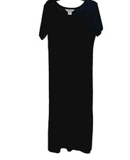Exclusively Misook Black Classic Knit Maxi Short Sleeve Dress Size Small
