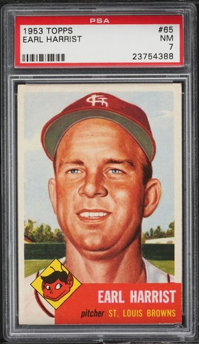 1953 Topps #65 Earl Harrist SHORT PRINT PSA 7