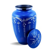 Silver Diamond Engraved Cremation Urn for Adult Ashes - Handcrafted Burial Urn