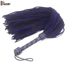 Real Cowhide Suede Leather Flogger 100 Falls Purple Black Heavy Thuddy whip