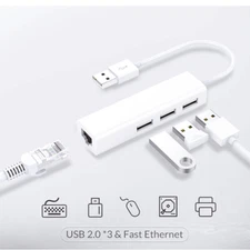 USB to LAN Network Ethernet10/100Mbps RJ45 with 3 Port USB 2.0 HUB Adapter Cable