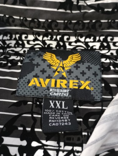 Avirex Shirt Mens 2XL Black Long Sleeve Button Down Floral Designer Velvet Feel - Picture 3 of 6