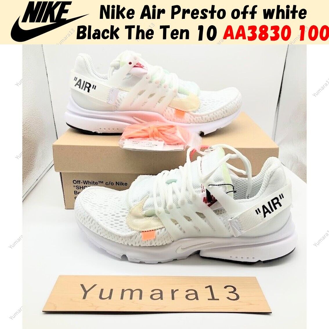 Off-White x Nike Presto White/Black-Cone AA3830-100 - SoleSnk