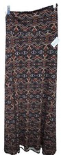 NEW LuLaRoe Large Navy Blue Brown Orange White Aztec Slinky Maxi Skirt