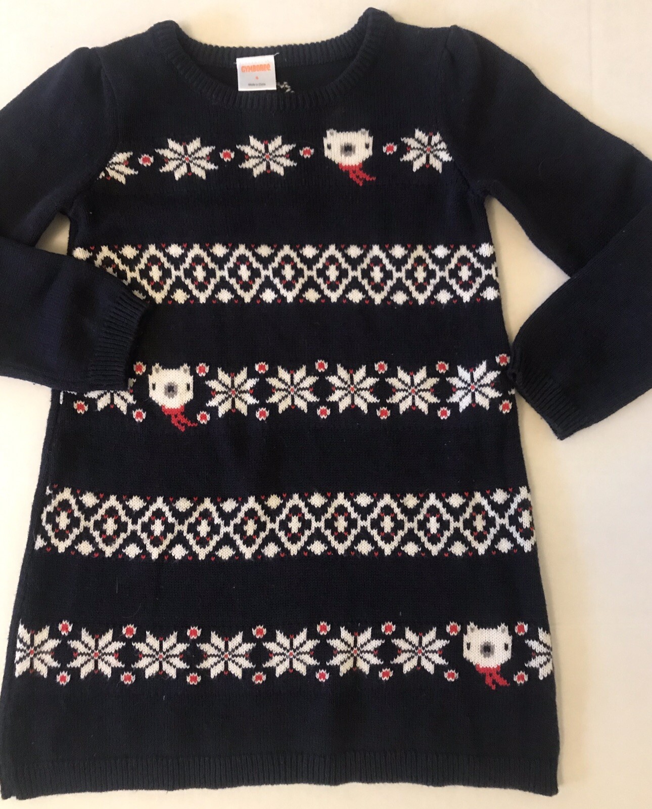 NWOT 4 Gymboree Holiday Bear SNOWFLAKE FAIR-ISLE navy blue Cotton ...