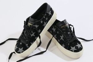 Saint Laurent Black Canvas Cotton Off White Stars Classic Sneakers Size 37 5 Ebay