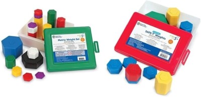 Lot of 2 Learning Resources Metric Weight Set, 13 and 58 pieces - Brand New