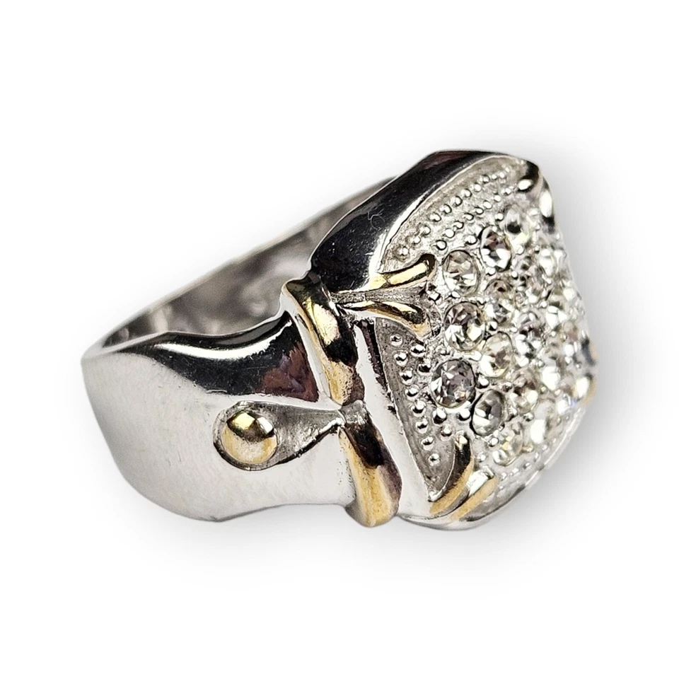 Anillo de cóctel cuadrado de ley circonita cúbica Lauren G Adams enchapado en oro de plata 925 talla 6    Foto 2 de 4