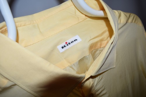 Kiton Shirt Positano Polo Style Yellow Men's Size 4XL 100% Lyocell Light Weight - Picture 3 of 13