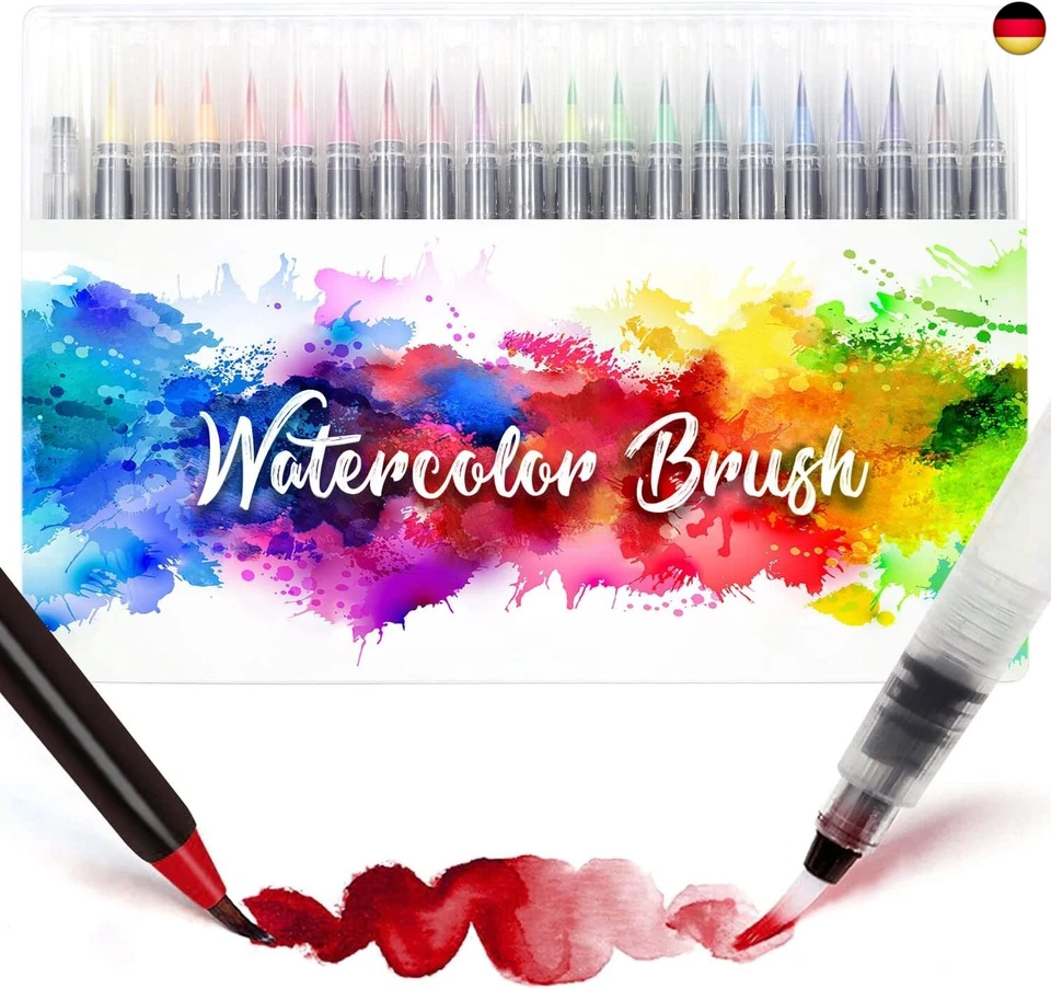 Amteker 24 1 Aquarellstifte Brush Pen Set Malen Pinselstifte mit Flexiblen