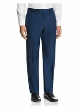 Michael Kors Kellam Wool Textured Solid Classic Fit Suit Pants Blue
