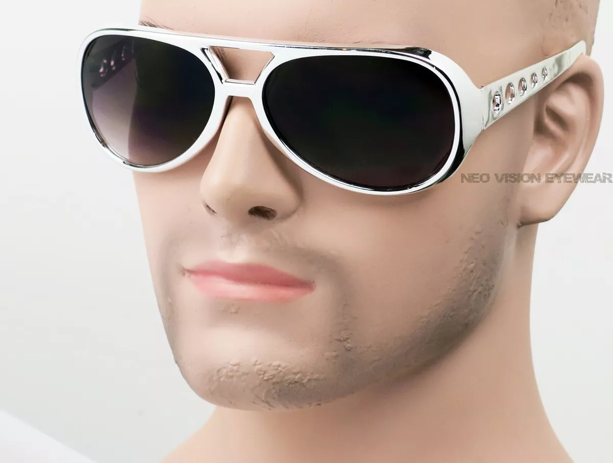 Elvis Silver Chrome Gray Vintage Style Pilot Sunglasses Retro